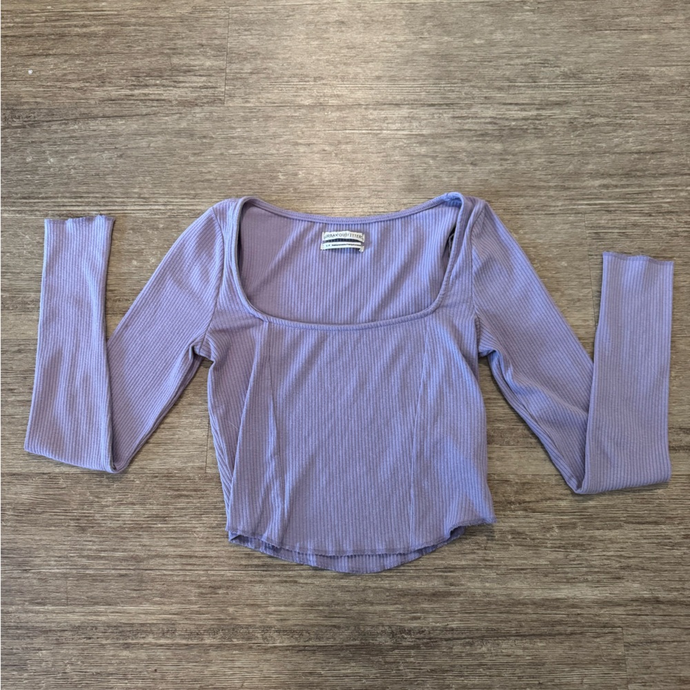 Urban Outfitters Lavender Long Sleeve Ribbed Top